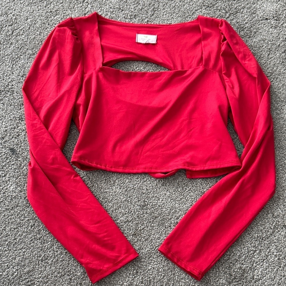 Stylish Red Long Sleeve Crop Top